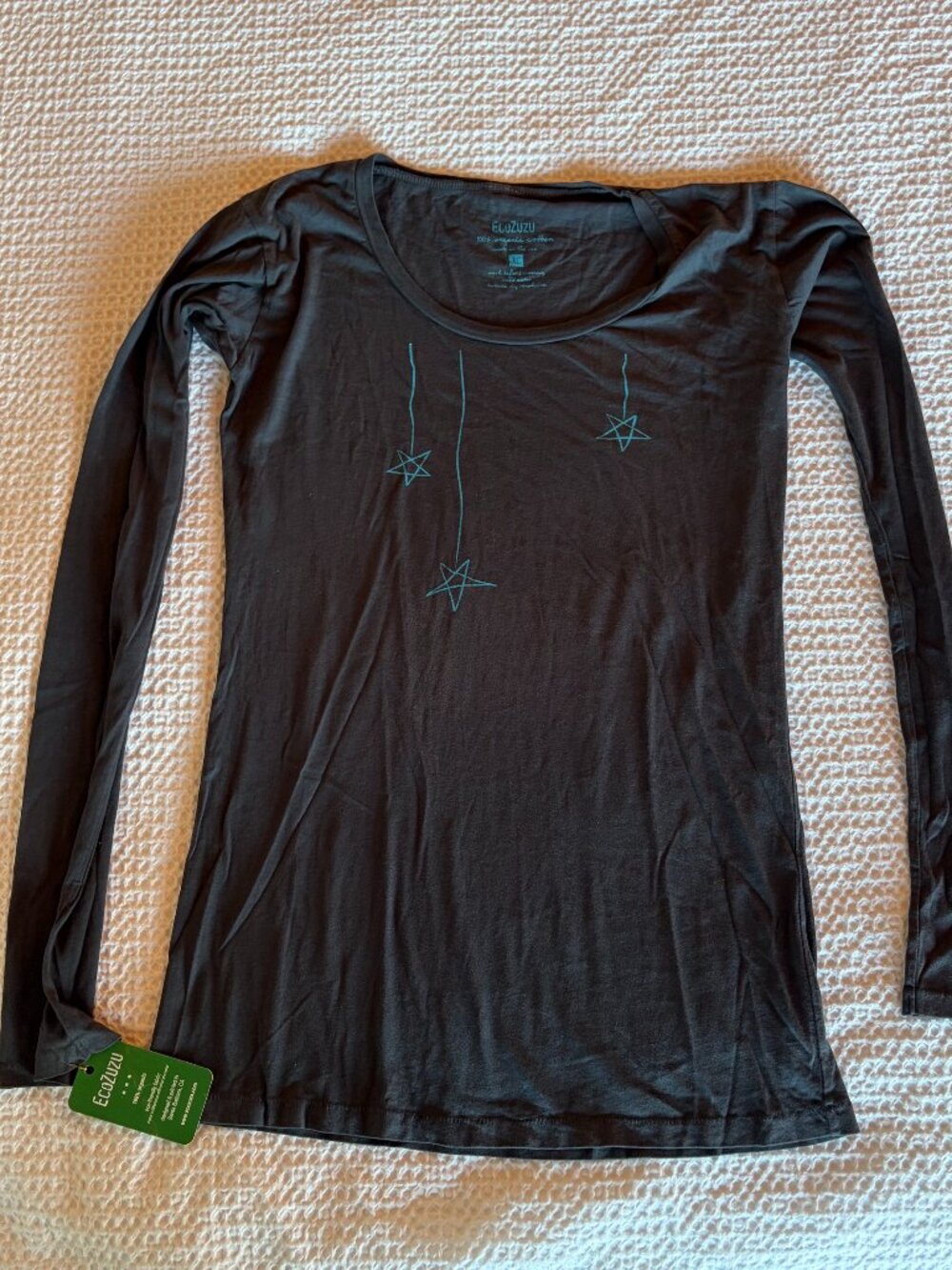 NWT EcoZuzu Organic Cotton Star Long Sleeve Top XL Made USA